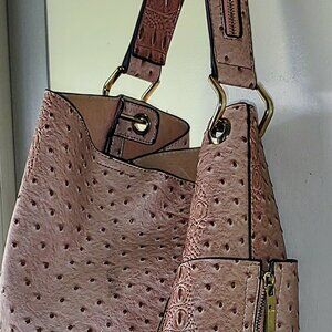 Republic Ostrich Faux Leather Shoulder Bag